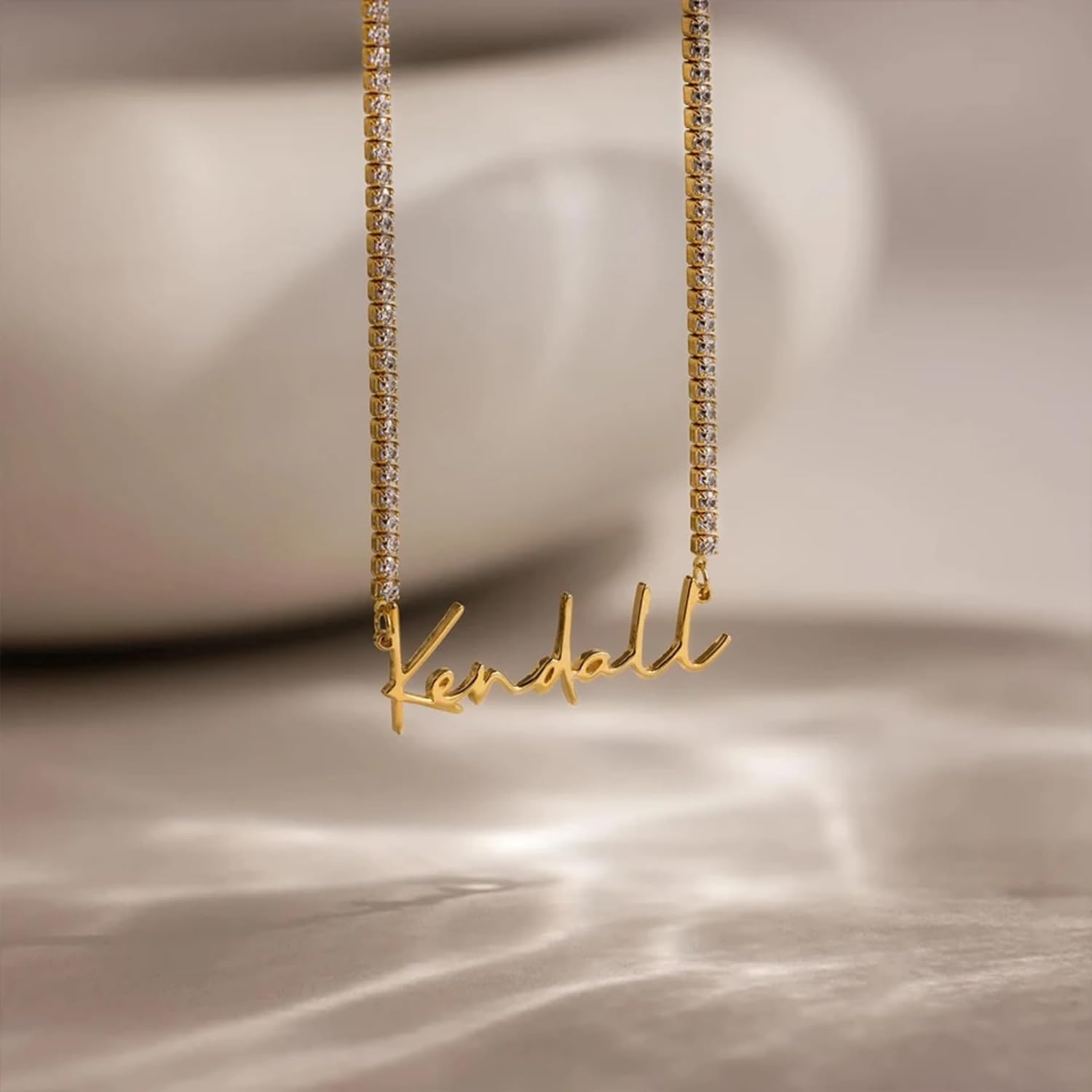 Personalized Custom Name Necklace with Zirconia Tennis Chain, Stainless Steel, Iced Out CZ, Kids Name Necklaces for Women, Gift for Mother, Valentine Gift For Her