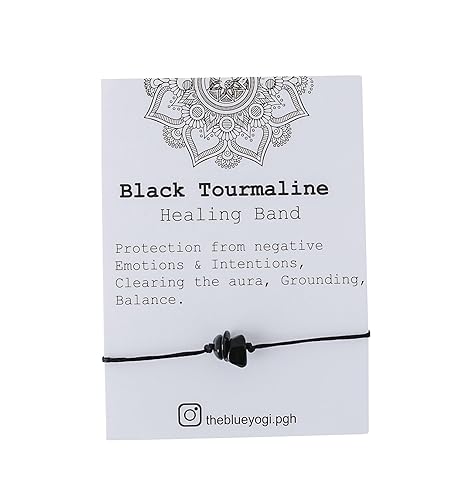 Healing band -2 in 1 protection BraceletAnklet with an affirmation- Tie Closure (Black Tourmaline)