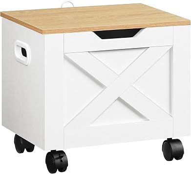 MAHANCRIS Rolling Filing Cabinet, Small File Cabinet Under Desk with Single Drawer, Hanging File Organizer for A4/Letter-Size Documents, Organizer Box, for Home Office, White and Natural FCBN4001