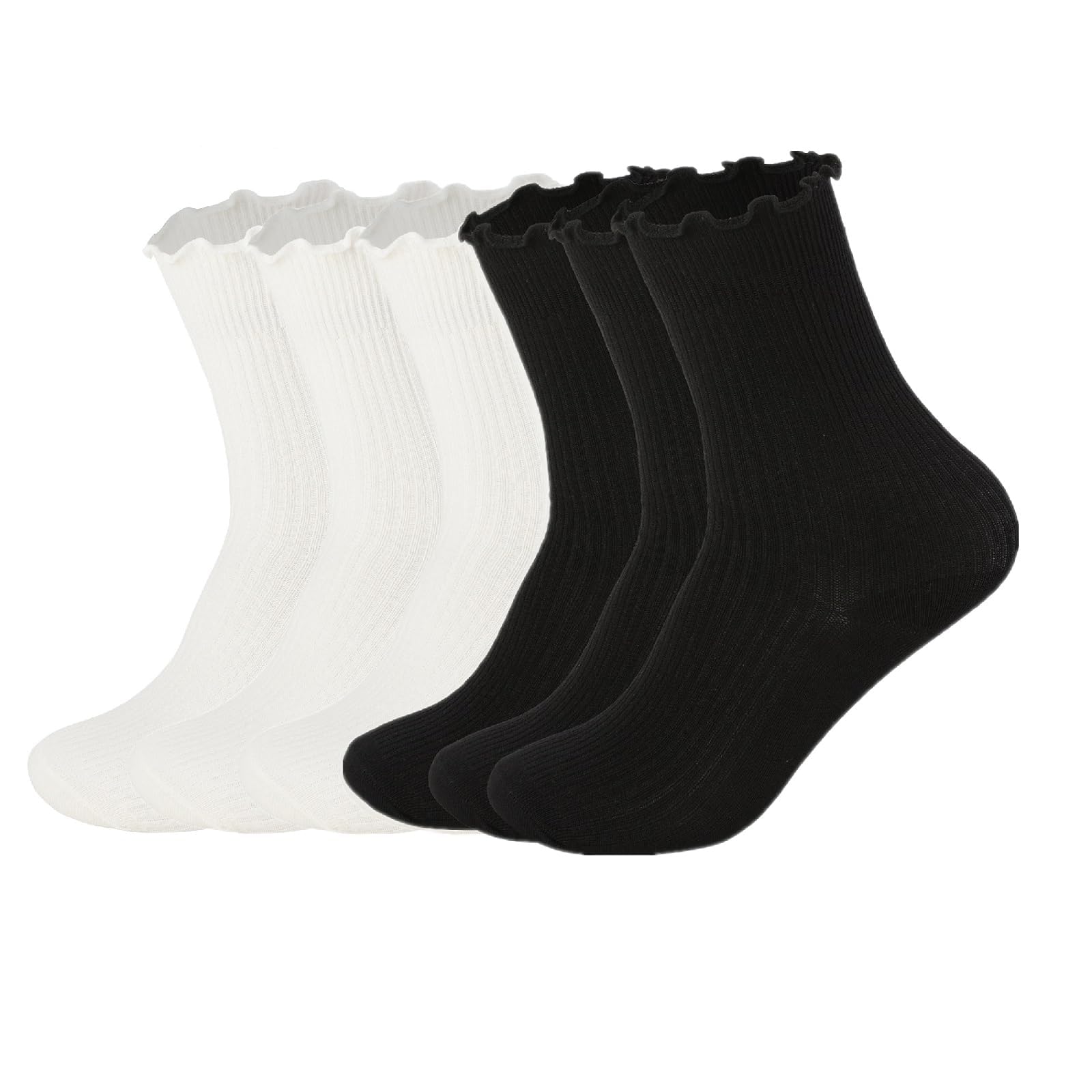 Flydo Ruffle Socks Women Cotton Socks Cute White Socks for Women Girls Lettuce Edge Socks Women Frilly Low Socks 5-10 Pack