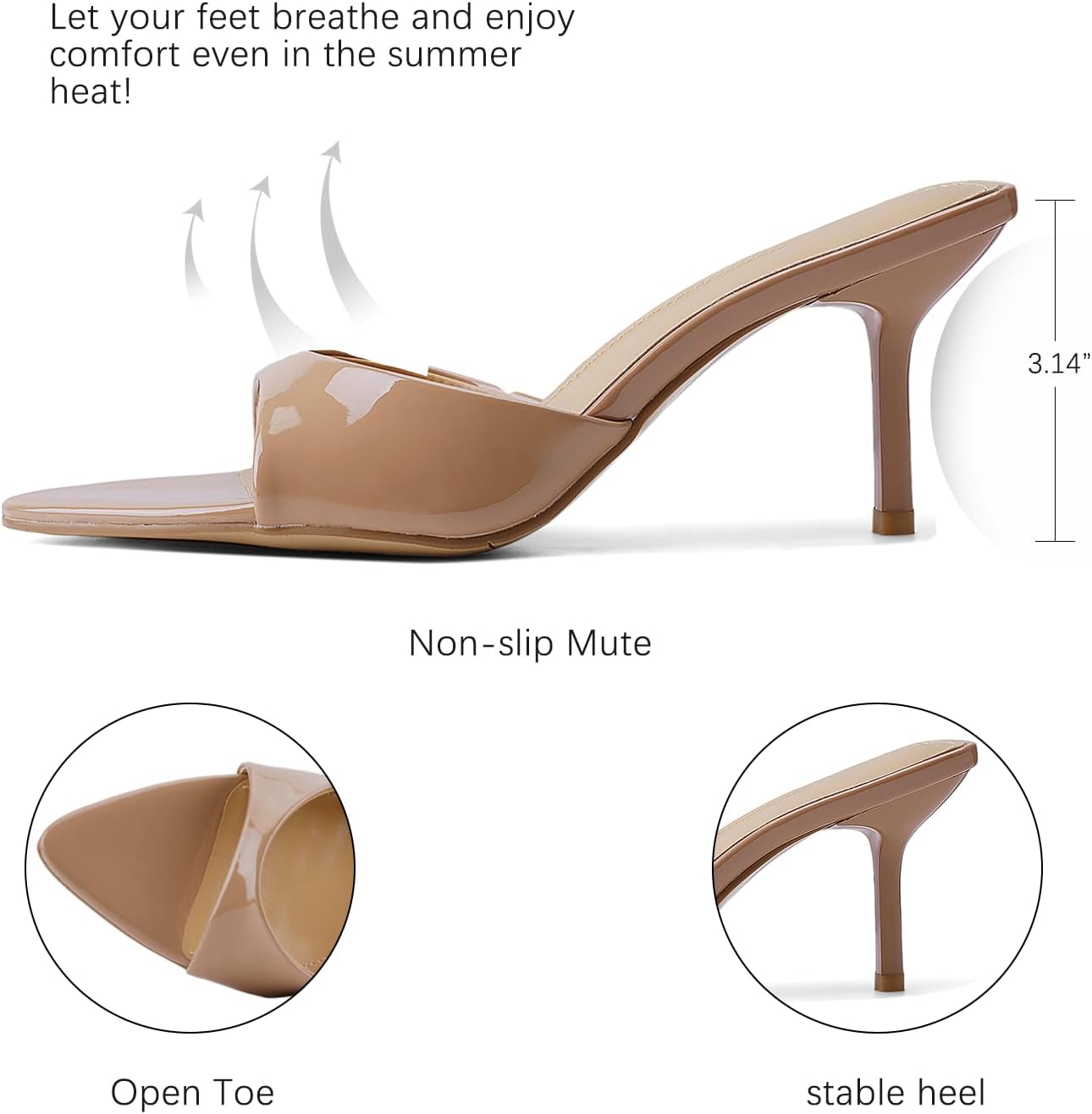 QIV Leopard Kitten Heels Pointed Toe Mule Heels for Women Open Toe Kitten Heel for Party Dressy Wedding - Image 5