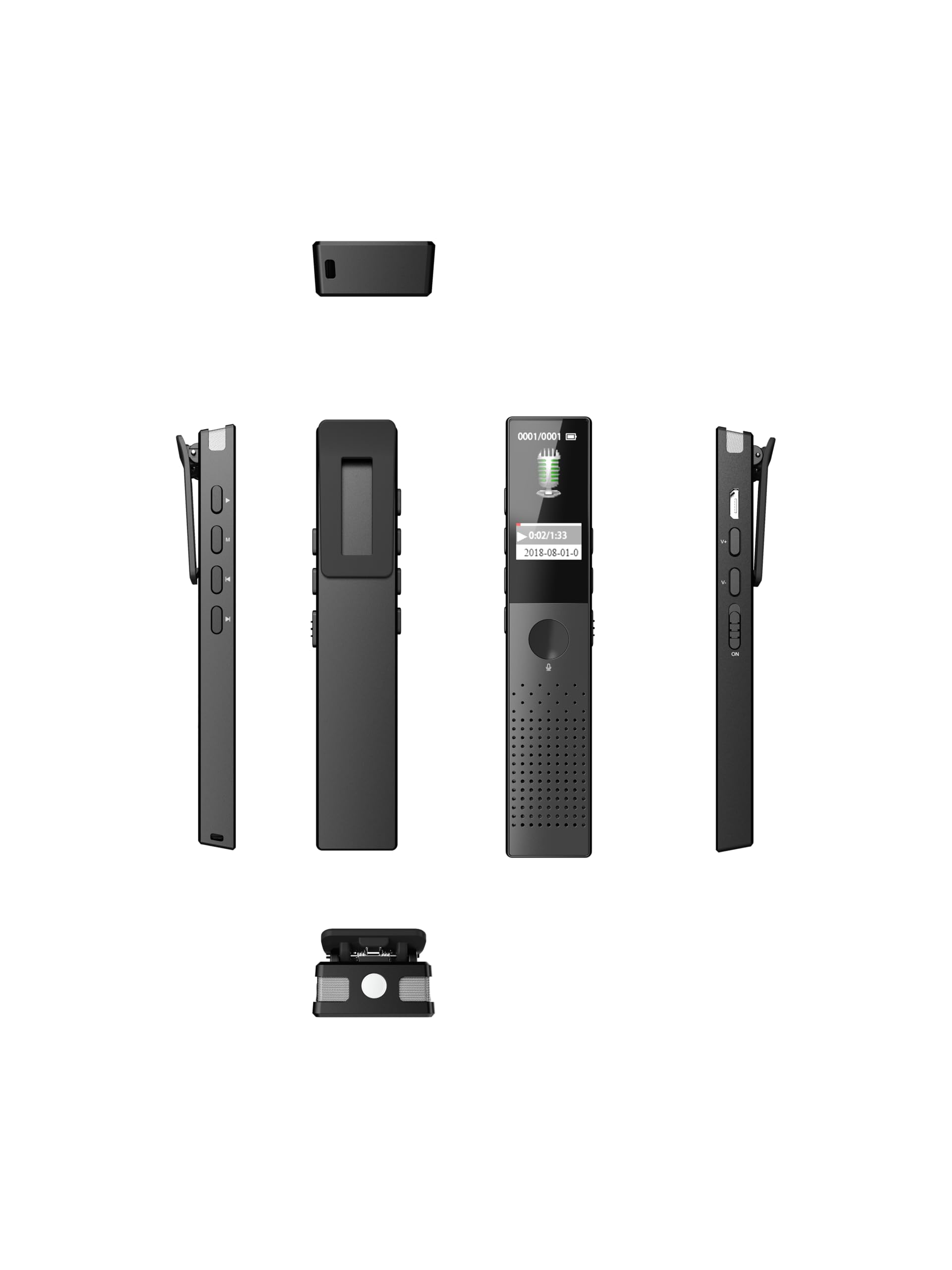 Digital Voice Recorder, Diktiergerät Aufnahmegerä mit Playback - 3072Kpbs One-Touch Audioaufnahmegerät mit Rauschunterdrückung für Klassen/Meeting/Interviews