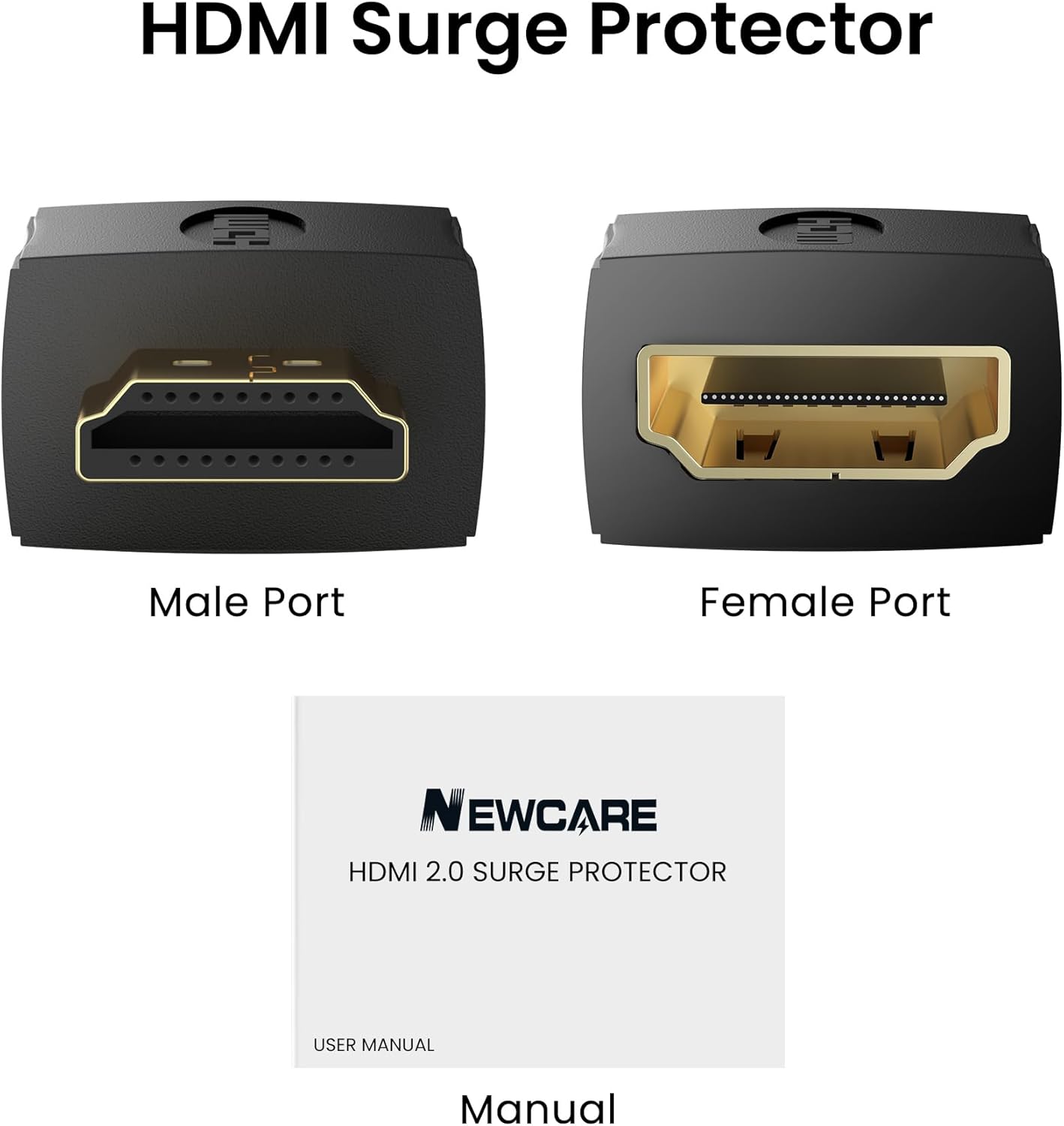 NEWCARE HDMI Surge Protector, Mini Portable HDMI 2.0 Protector for ESD and Surge Protection, Support HDCP 4K 60Hz (2, 4K@60Hz)