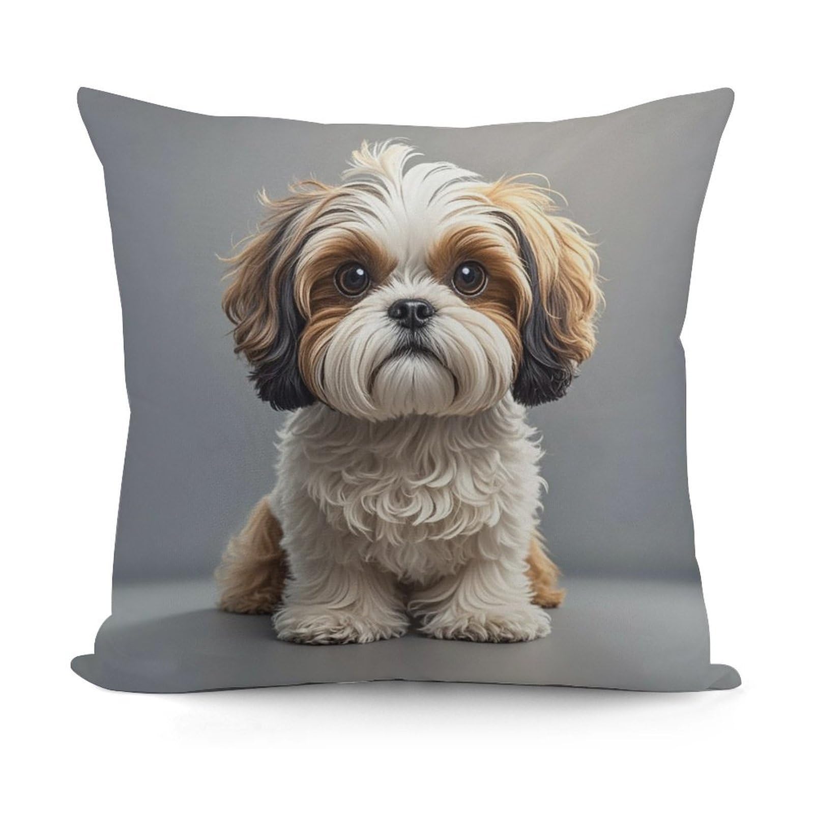 VstaDank Shih Tzu Dog Pillow Covers Soft Plush Decorative Square Pillow Cover Modern Breathable Pillowcases Pillowcase with Invisible Zipper 18x18 Inches for Sofa Living Room