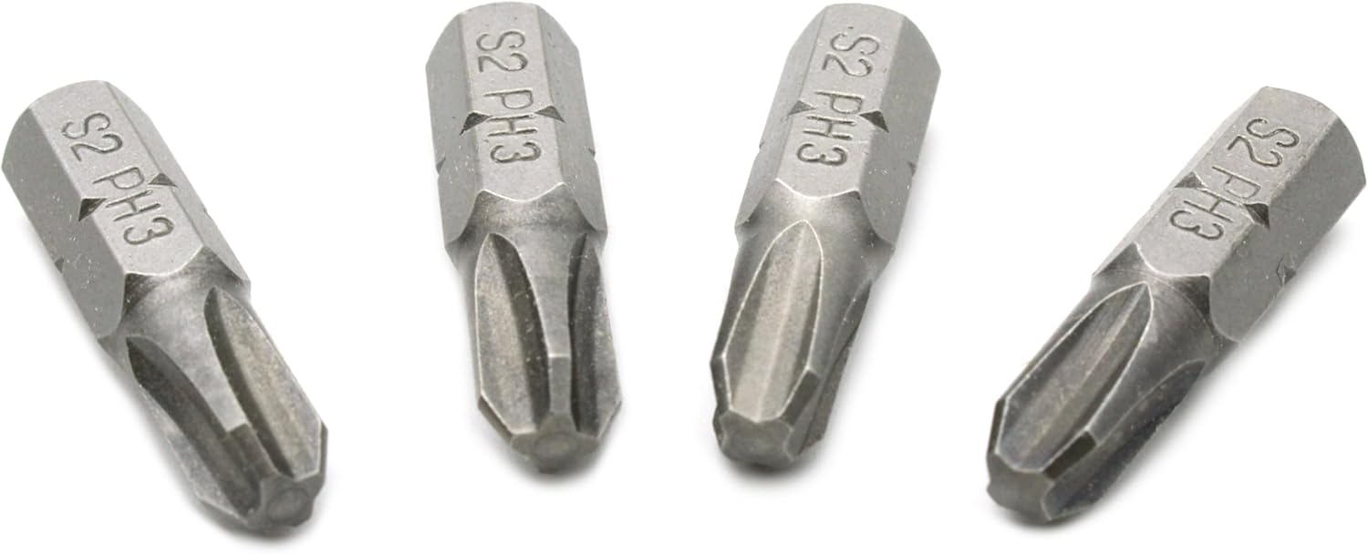 TMAX 50 pc PH3 Phillips #3 Screwdriver Impact Ready 1 Inch Length Insert Bits Hex Shank with Quick Release Slot