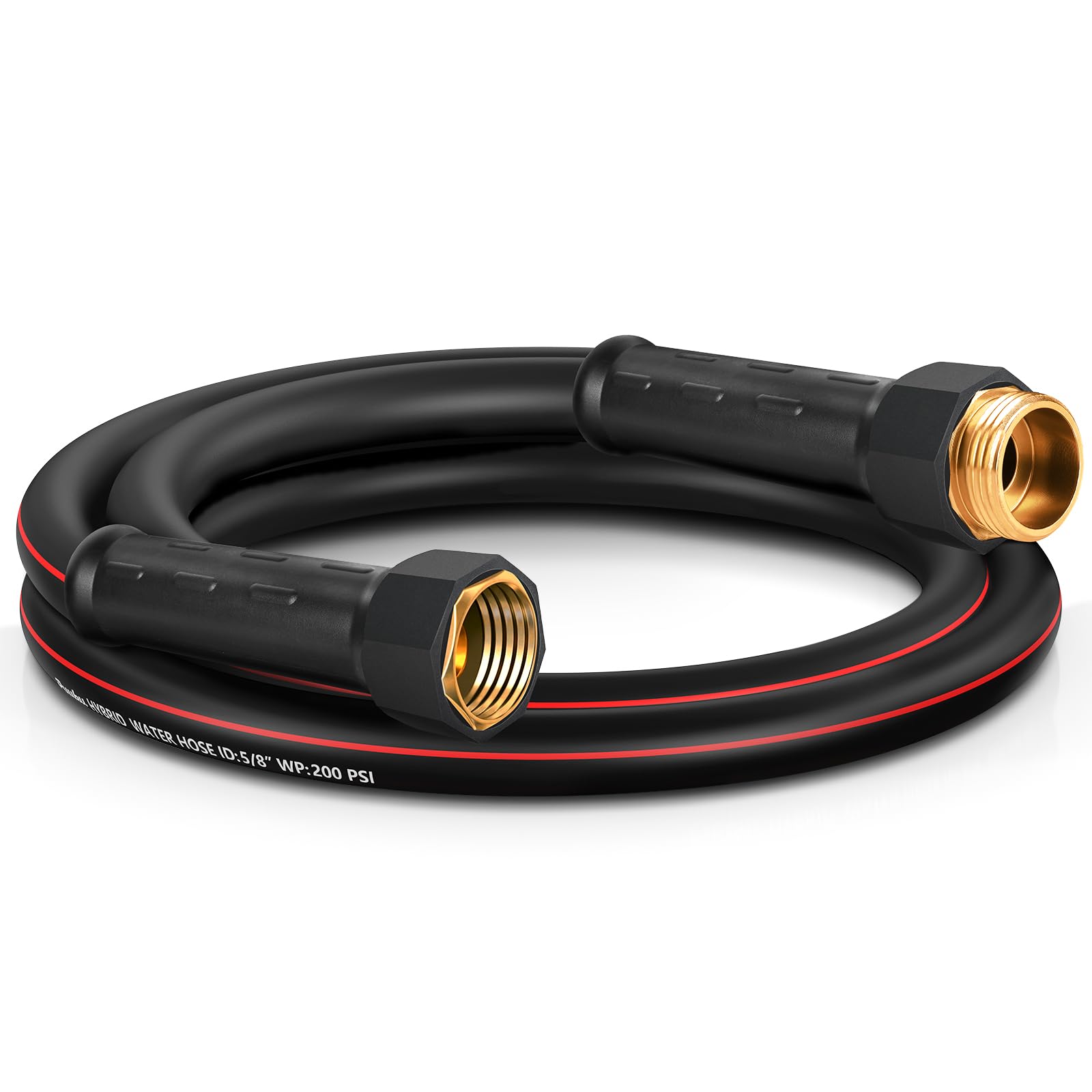 Short Garden Hose 6ft x 5/8", NON-EXPANDABLE Heavy Duty Premium Flexible Short Water Hose, No Kink, Leakproof, Lightweight Hybrid Hose with Male to