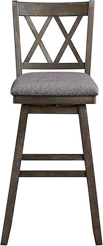 Miniatura 3 de Home Brookline - Taburete giratorio de bar con mecanismo de giro de 360, taburetes rústicos de granja para encimera de cocina con cojín, altura del