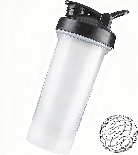 Botella agitadora, botella mezcladora de proteínas, botella agitadora deportiva con batidor de alambre, ideal para batidos de proteínas y