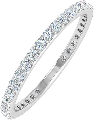 1/2 to 0.55 Carat Diamond Eternity Wedding Band in 10K Gold - IGI Certified