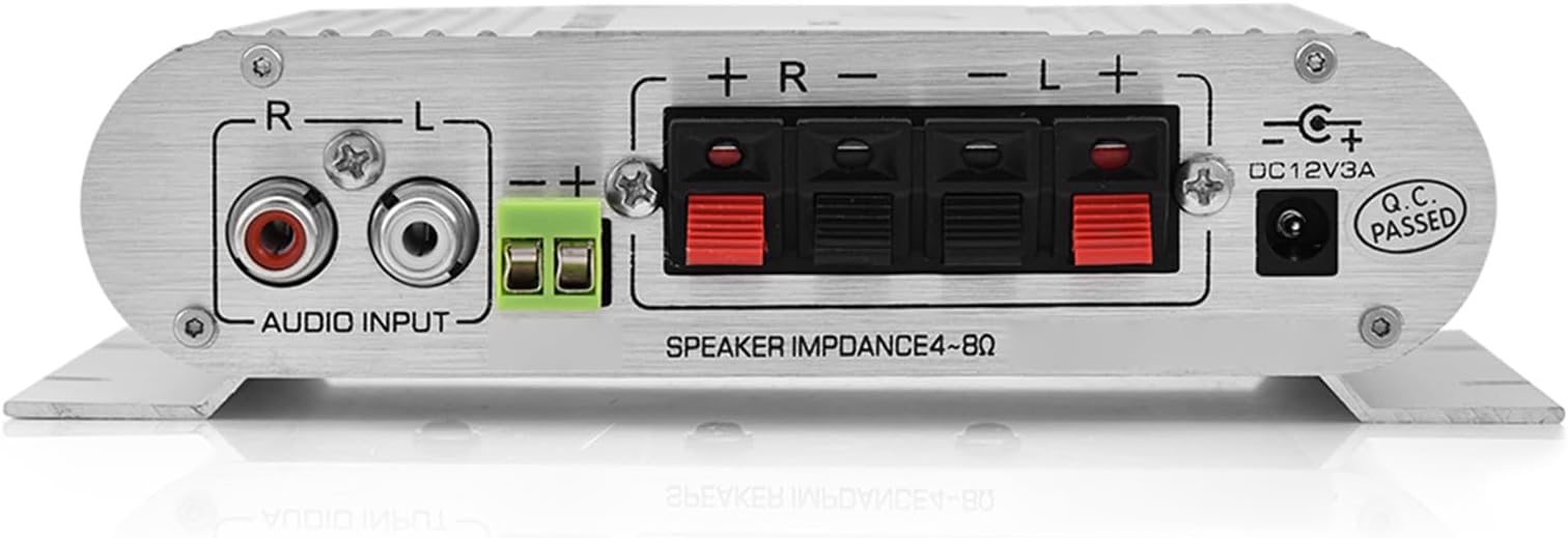 Mini 2.1 Channel Digital Power Amplifier for Car/Home - Compact Hi-Fi Stereo Sound Compatible with Mobile Phones, DVD Players, Computers, MP3/MP4 (Silver)