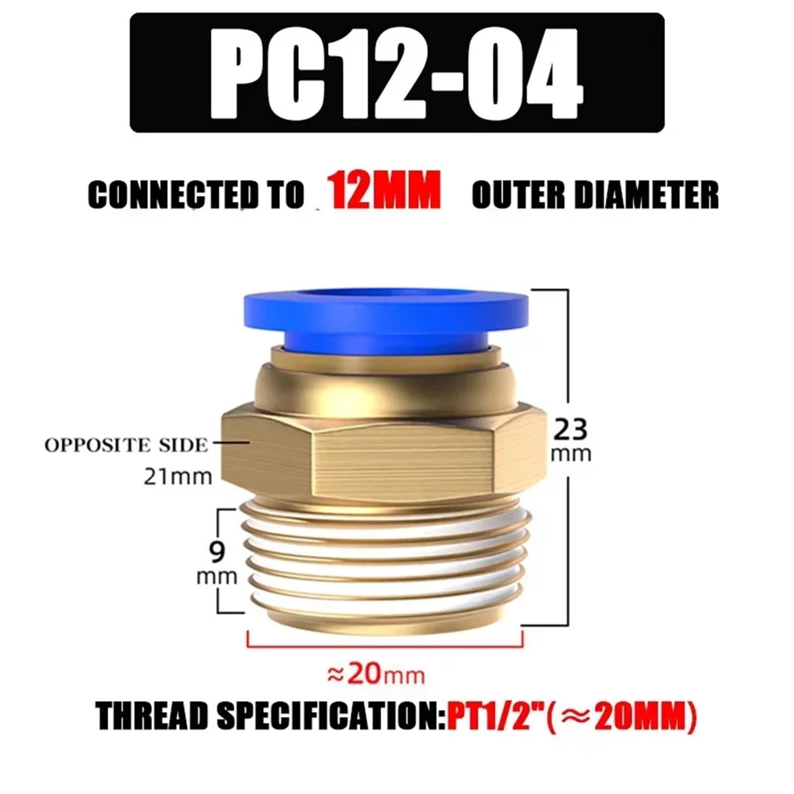 10/50 pezzi Raccordo pneumatico Connettore aria PC 4 mm 6 mm 8 mm 10 mm 12 mm Filettatura 1/8" 1/4" 3/8" 1/2" Raccordi for tubi flessibili Connettori rapidi for tubi(PC12-04,10 PCS)