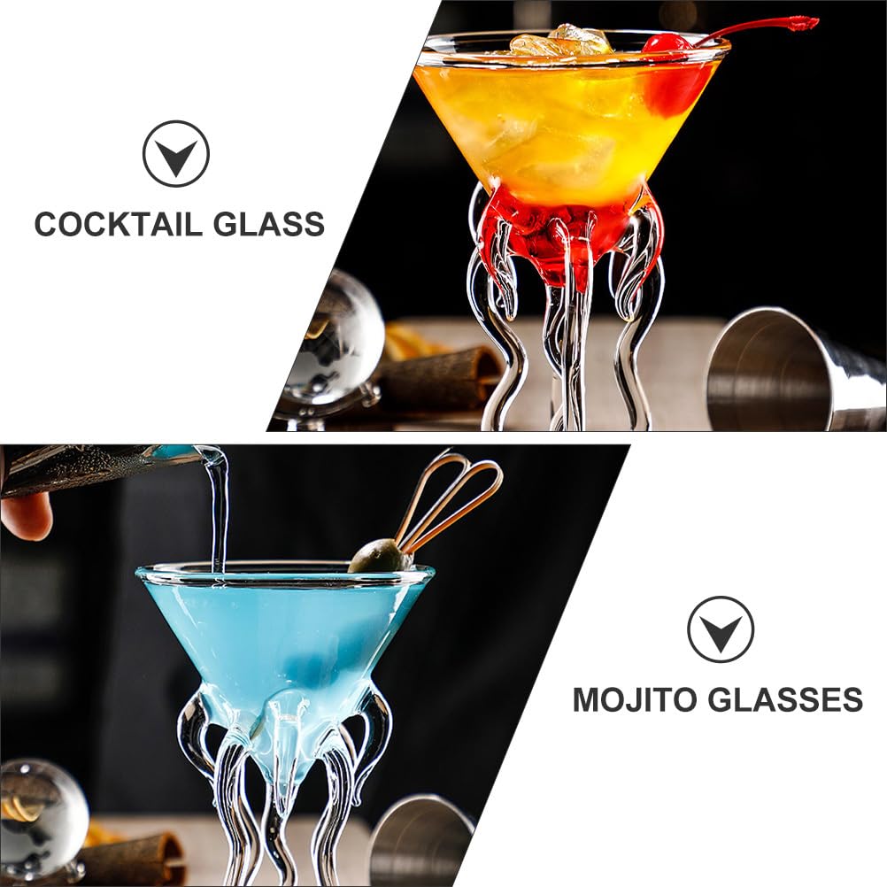 2 Bicchieri Da Cocktail Martini Polpo - Vetro Trasparente, Design Unico, Per Casa E Feste - Foto 12