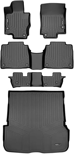 SMARTLINER Alfombrillas de 3 filas  Forro de carga detrás de la segunda fila negro compatible con Mercedes-Benz Clase GLS 2020-2023 7 pasajeros con
