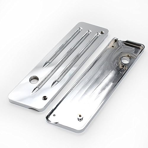 Miniatura 2 de -Cubiertas de cierre de alforja de palanquilla de aluminio cromado con corte mecanizado CNC compatibles con modelos Touring H-D FLH FLT 1993-2013