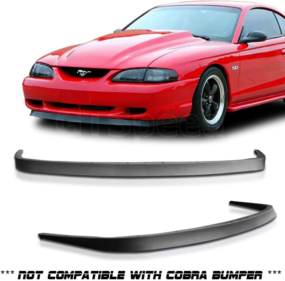 [GT-Speed] Compatible/Replacement for OE Style PU Front Bumper Lip, 1994-1998 Ford Mustang GT V6 V8 Mach 1 (Not Compatible With Cobra Bumper)