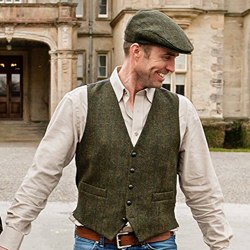 Classic Men's Tweed Vest, 100% Irish Wool, Made In Ireland, Green, Large #TOP1