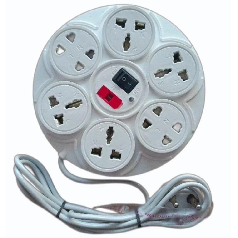 Circular Power Strip Extension Board with USB and 6 Universal Sockets with Indicator-5 ft Extension Cord, Multi Plug Socket with Safety Shutter with Fuse (1)-image-21