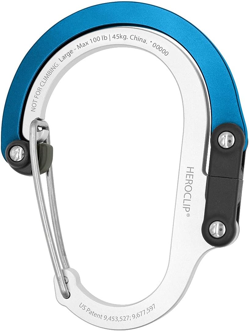 Gear Aid HEROCLIP (Large) Carabiner Gear Clip and Hook for Hanging Heavy Duty Items, Camping Backpacks, Suitcases, Kayaks, Bicycles, Garage Organization and More