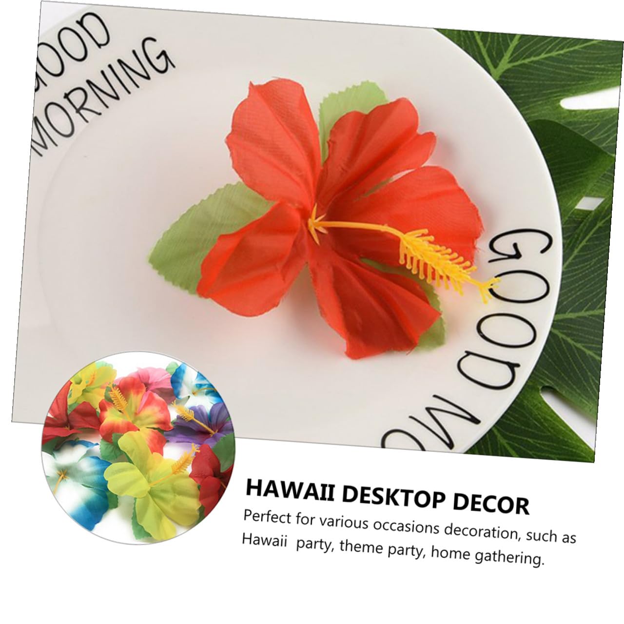 Hawaii Kunstblumen und Verschiedene Anlässe für Zuhause Zufällige Farbe 72 Stück aus Stoff Tropische Blumendekoration und Fotorequisiten Kunstblumendekoration für Sommerfest