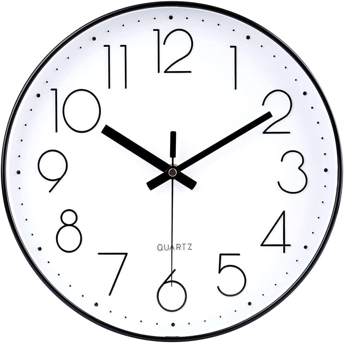DHRUVINE Wall Clock 12" Silent Quartz Decorative Latest Wall Clock Non-Ticking Classic Clock Battery Operated Round Easy to Read for Room/Home/Kitchen/Bedroom/Office/School- (White Black)