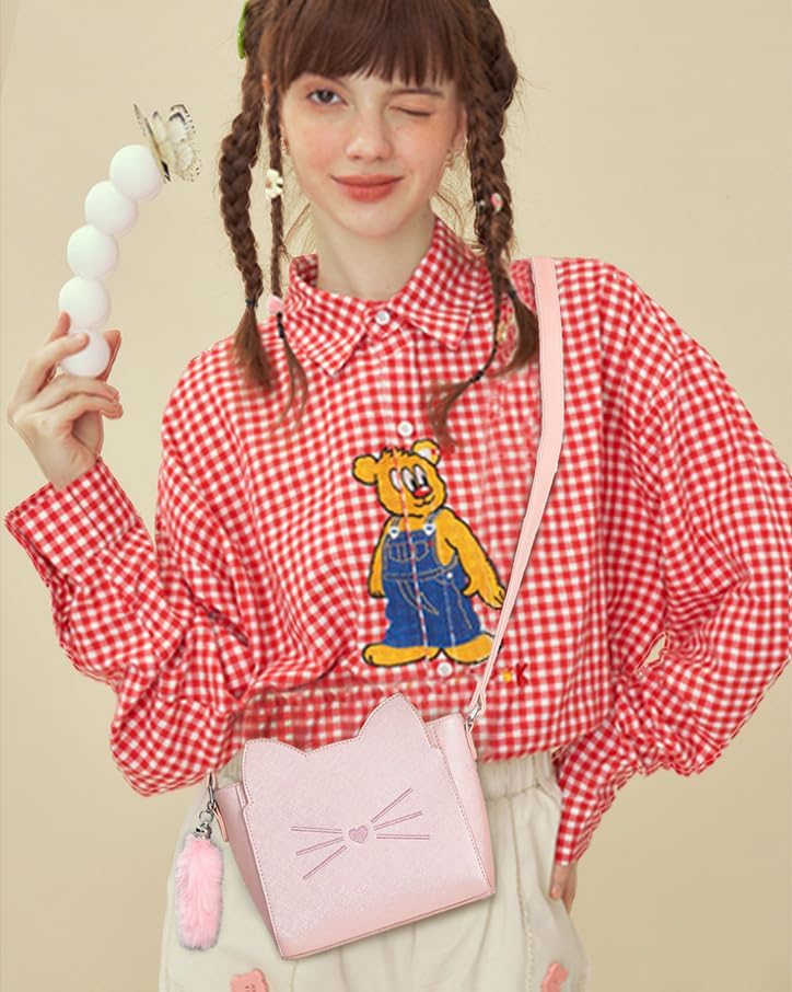 AFKOMST Kawaii Cat Purse for Girls Teens and Kids, Small Kitty Bag and Novelty Gifts for Birthday Christmas Valentine's Day | Aged 8-25, Fit Pad mini, Long Wallet, Vegan Leather - Image 8