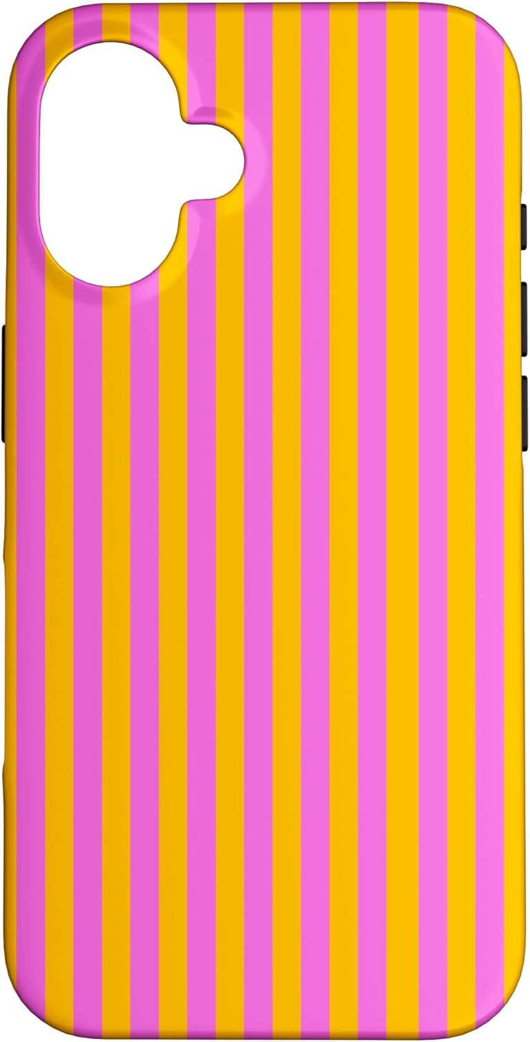 Yellow and Pink Stripes Geometric Vertical Lines Pattern Case for iPhone 16