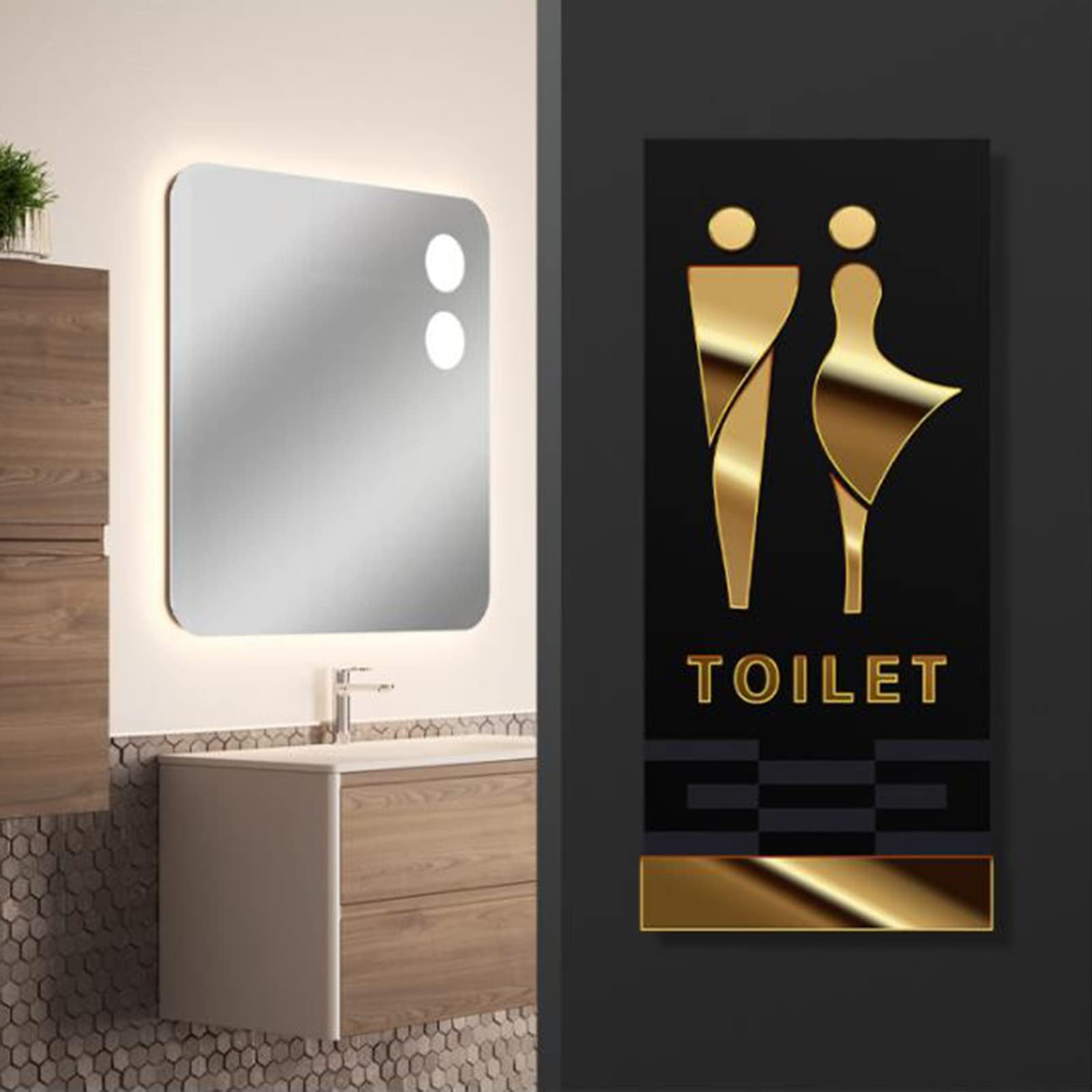 Cartello per i Servizi igienici, Cartelli for bagni Maschili e Femminili, Decorazioni murali for, Unisex in Acrilico 3D for, for uffici, aziende ristoranti(A)