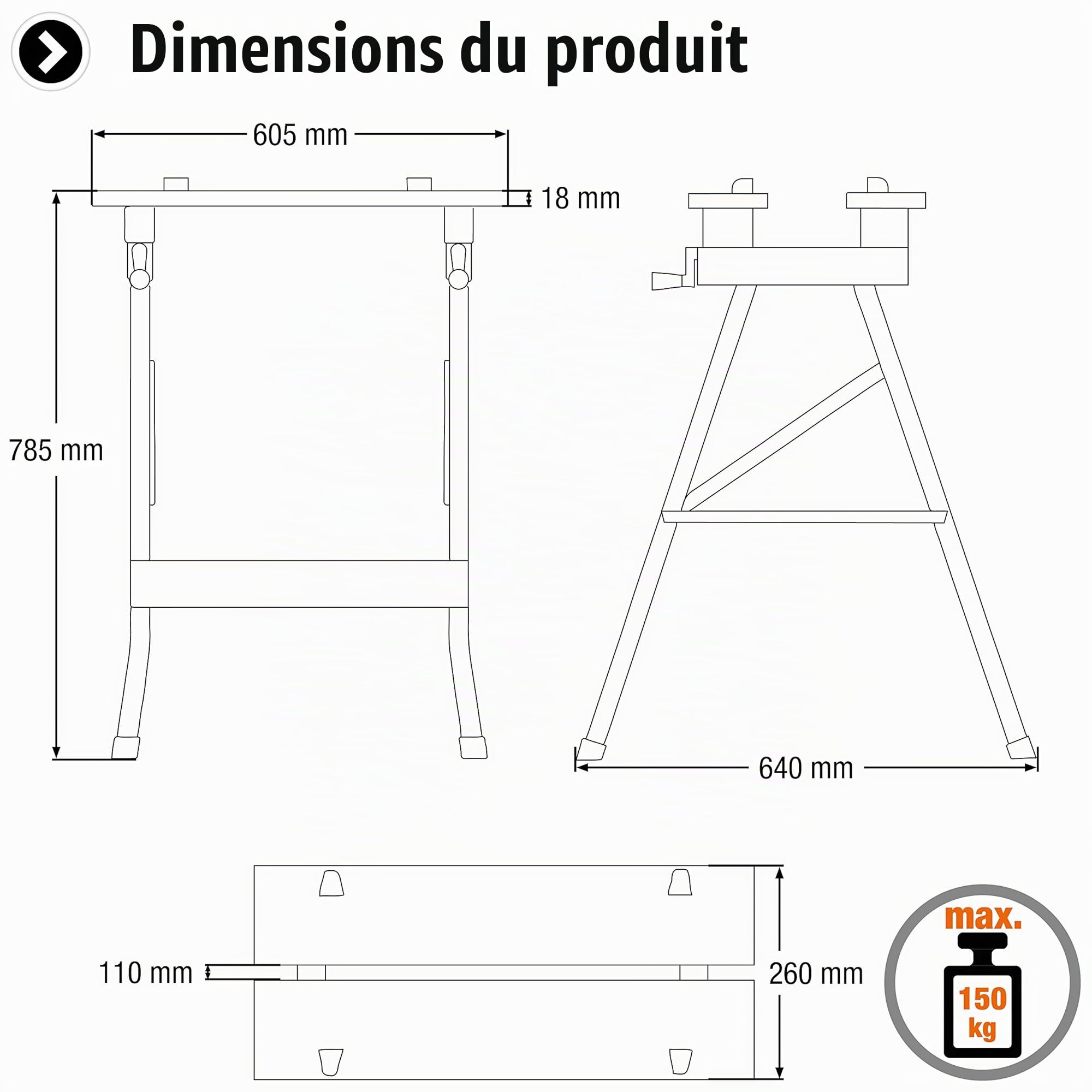 Meister Établi de serrage 150 kg, 9079100