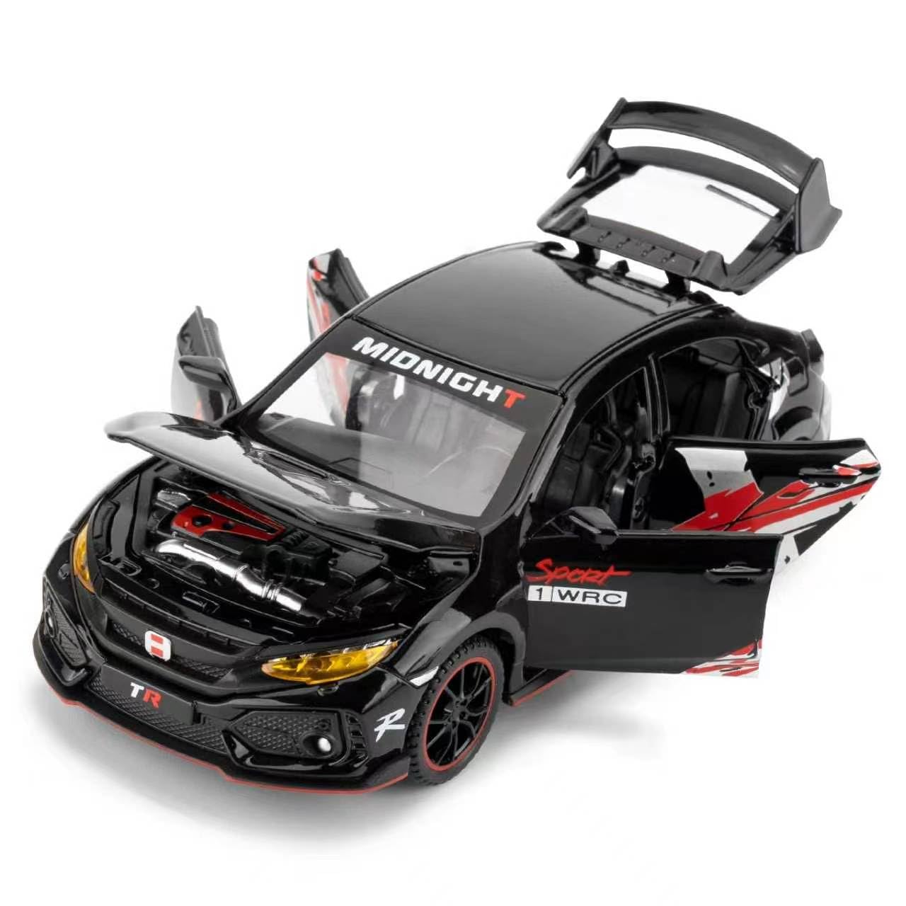 WAKAKAC 1/32 Toy Car Diecast Vehicle Metal Pull Back Model Car with Light and Sound for Kids Adults Gift(Black)