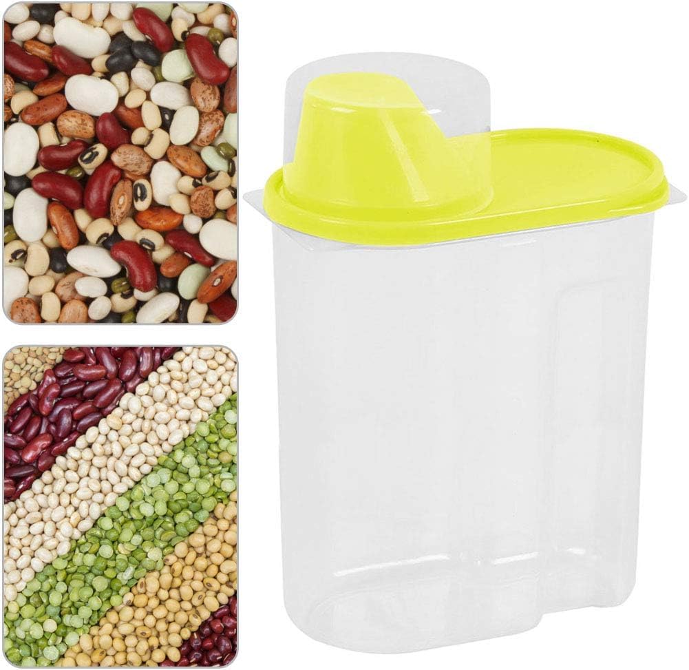 2 Ensemble Pot scellé avec Couvercle Rangement de Stockage Récipient de Distributeur PP PP Cuisine Rice Cereal Preservation Boîte, 3 Ensemble (Jaune 2,5 L)