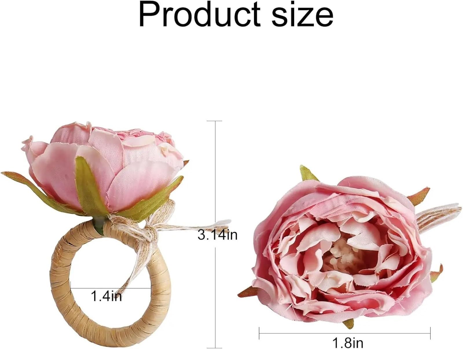 Lot de 18 ronds de serviette uniques en forme de rose - Décoration romantique délicate