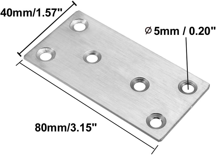 uxcell Repair Plate, 80mmx40mm, Flat Fixing Mending Corner Brace Bracket Connector, Pack of 1