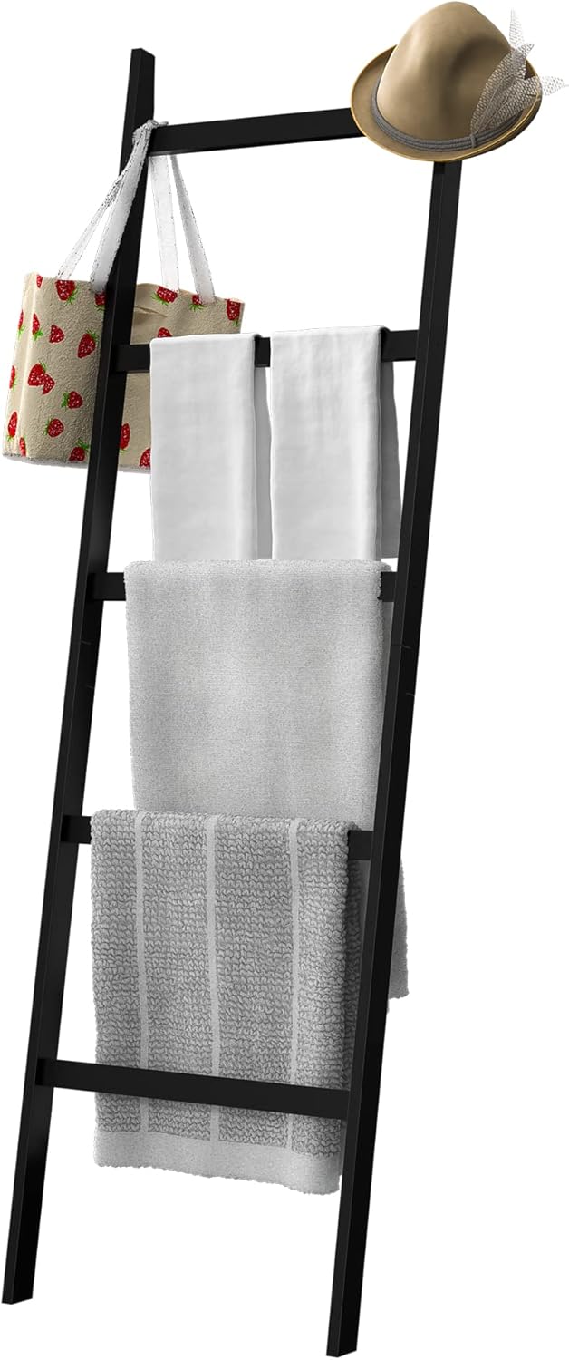 WTZ Blanket Ladder, 5Layer Towel Racks, Blanket Holder with AntiSlip Construction