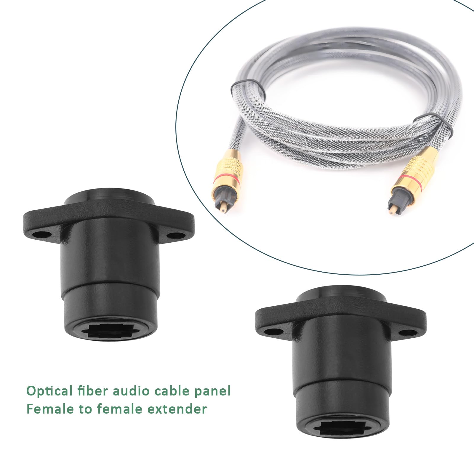 Cavo Ottico Audio Digitale VGOL 4 Cavi Audio In Fibra Ottica, Da Femmina A Femmina, Compatibili Con TOSlink Diametro 14 Mm, Distanza Foro 19 Mm, Adatto Per Parete E Piastra Frontale, Nero Cavo Fibra
