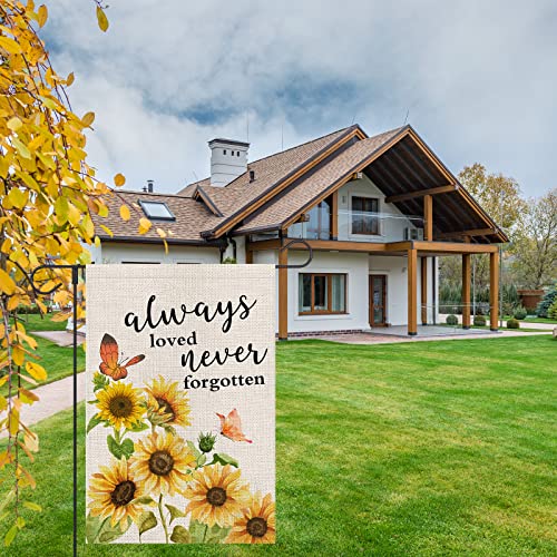 Opulane Summer Garden Flag Always Loved Never Forgotten Memorial Sunflower 12X18 Inch Double Sided Small Vertical Burlap Yard Flags Floral Seasonal Outdoor Decor For Farmhouse Rustic Home Lawn Patio Outside #TOP3