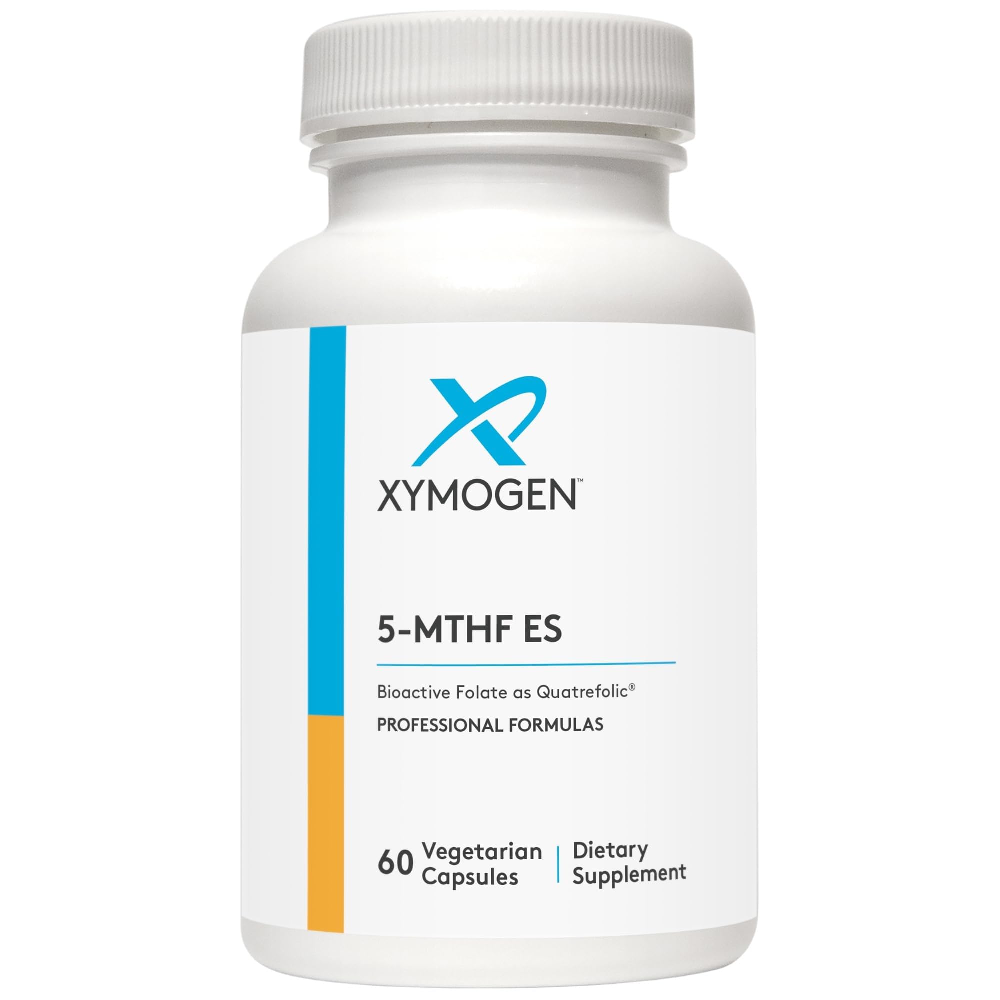 XYMOGEN 5-MTHF ES - 17,000 mcg DFE - Bioactive Folate Supplement as Quatrefolic - Mood, Cardiovascular + Methylation Support - Vitamin B Methyl Folate as L Methylfolate (60 Capsules)