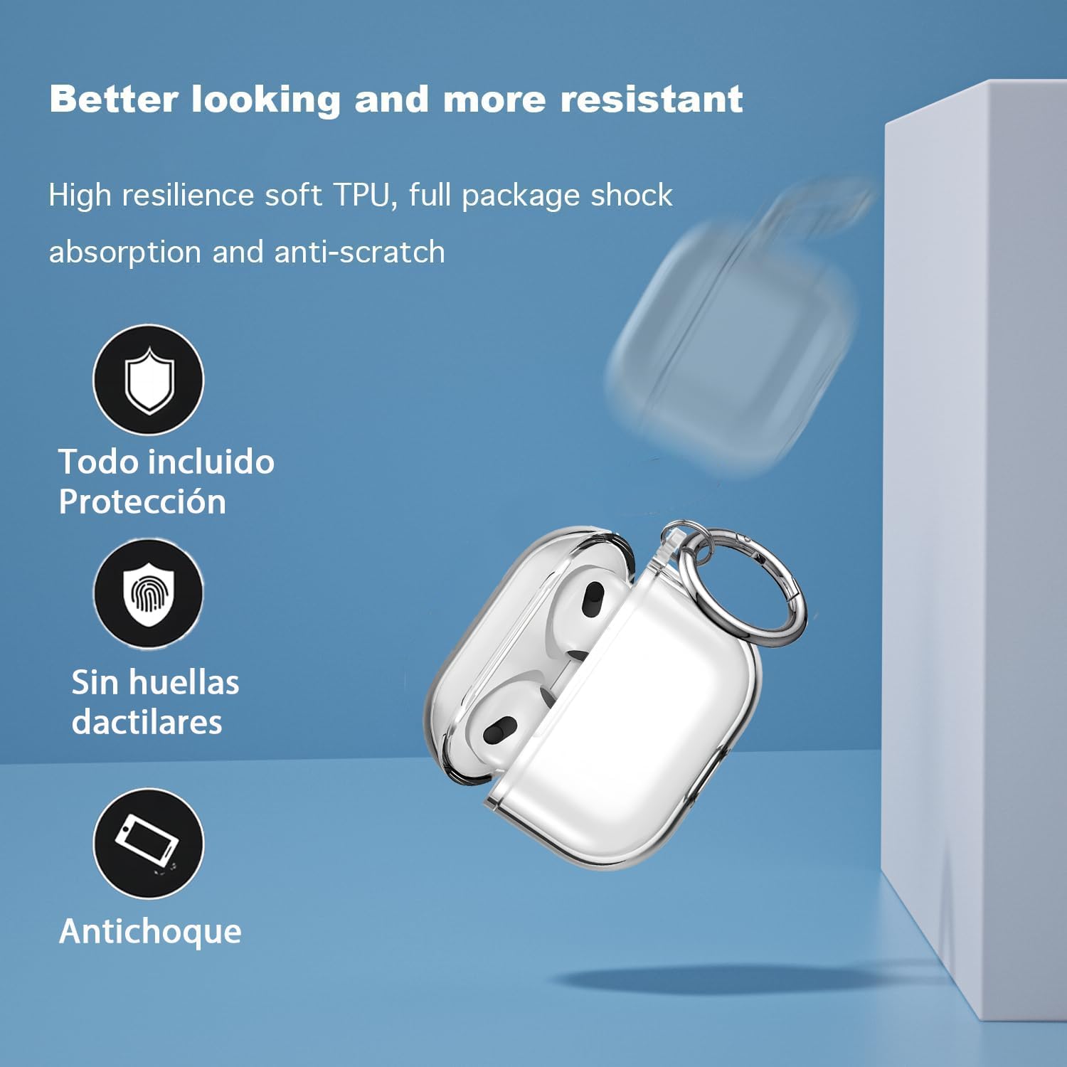 USTIYA Capa para Apple AirPods 4 Capa AirPods4 2024 Absorção de Choque Transparente TPU Espessamento (Transparente)