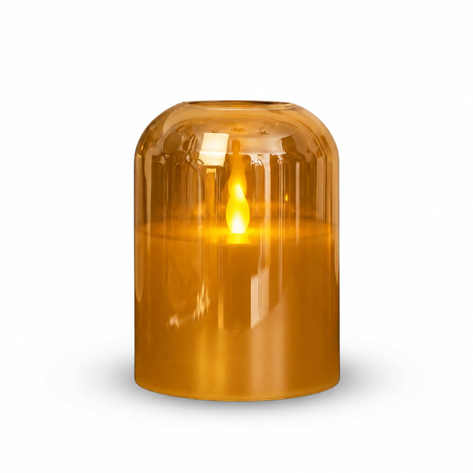 Aarvi Decor Amber Dome Shape Golden Flameless LED Candle for Home Decor | Battery Operated Decorative Candle | Luxury Tabletop Accent for Living Room Bedroom Dining Table & Festive Decoration (Large)-picture-14