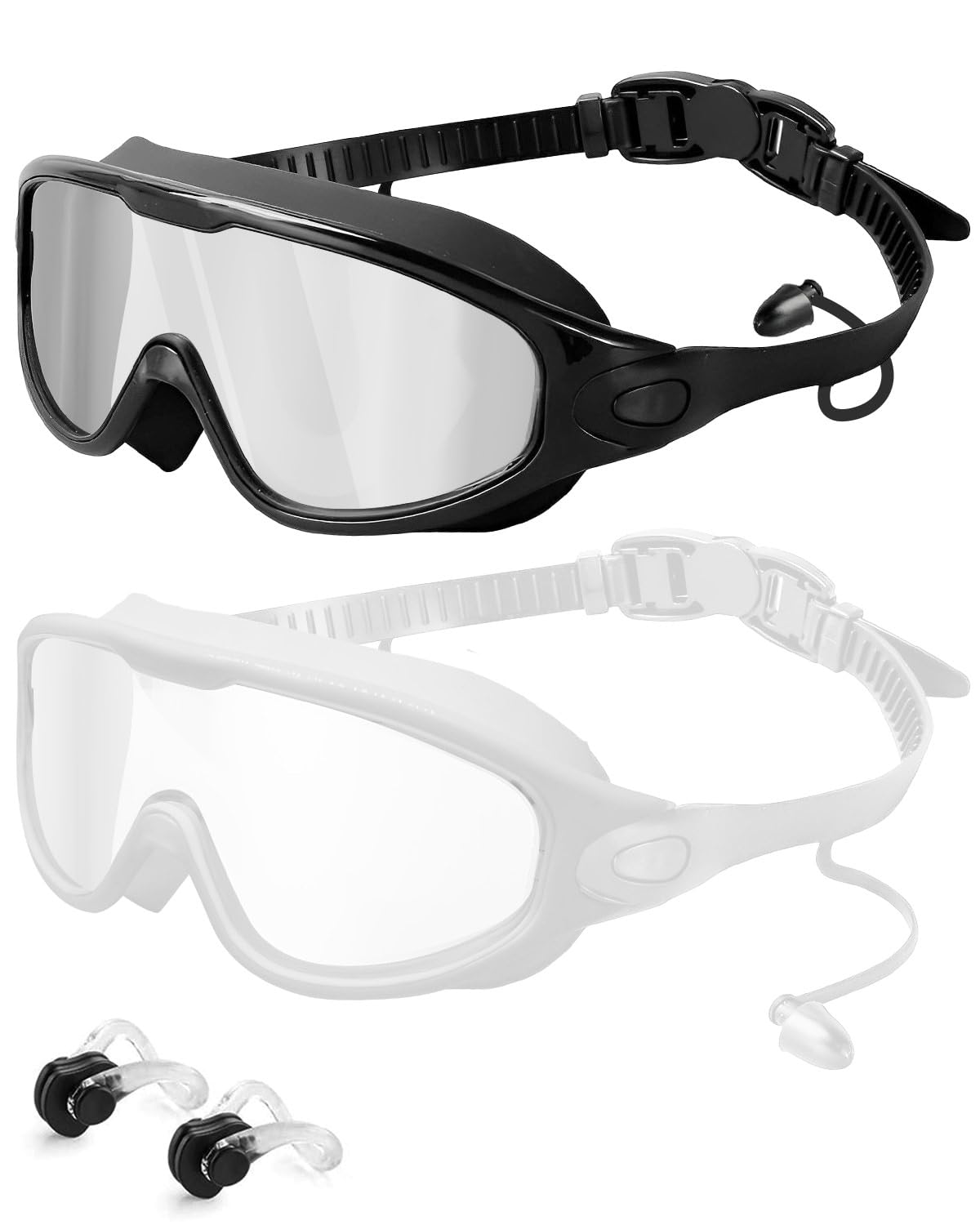 Lorrtta Wide Vision Swimming Goggles 2 Pack Goggles Swimming Anti Fog UV Protection No Leakage Clear Vision for Adults Men Women Swim Goggles