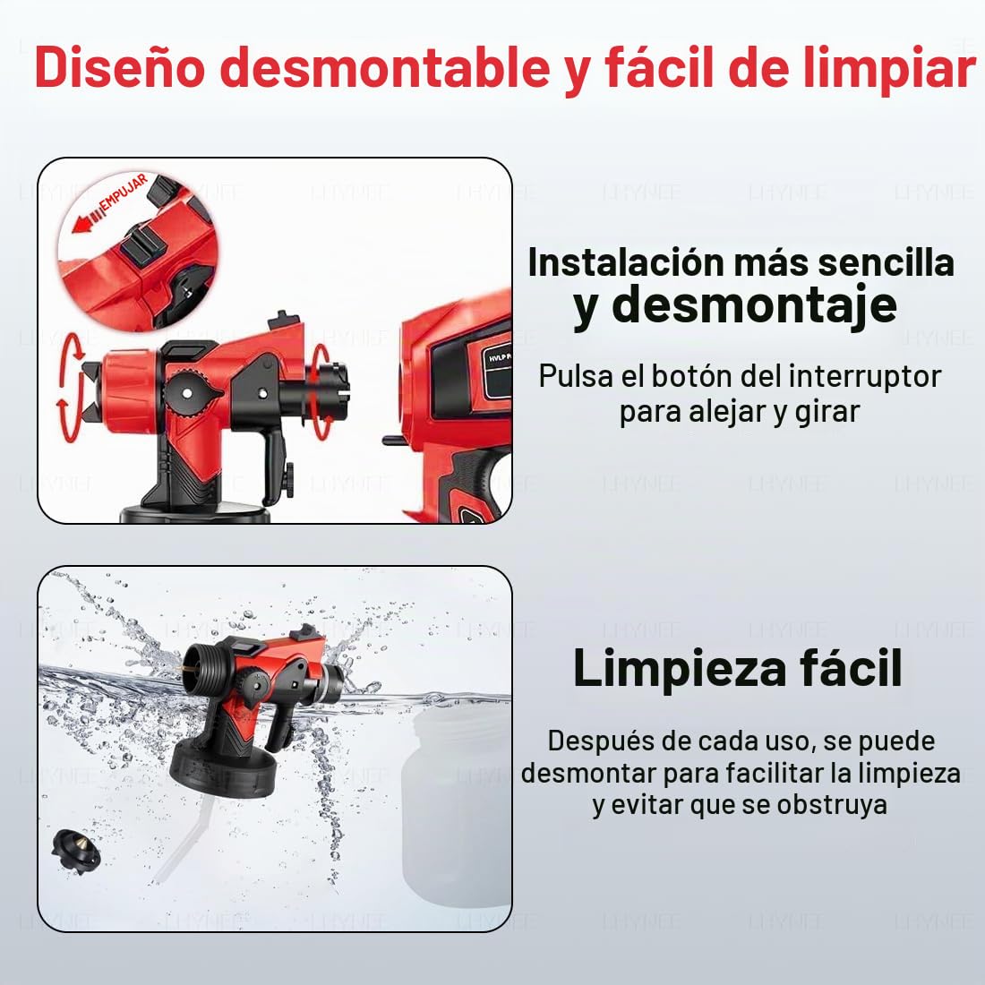 Pistola de Pintura, 21V 3000RPM Pulverizador Eléctrico con 2X 5000 mAh Baterías, 5 Boquillas Y 3 Modos de Pulverización con Depósito de 1000ml, Ideal para Pintar Casas, Paredes, Vallas Y Techos