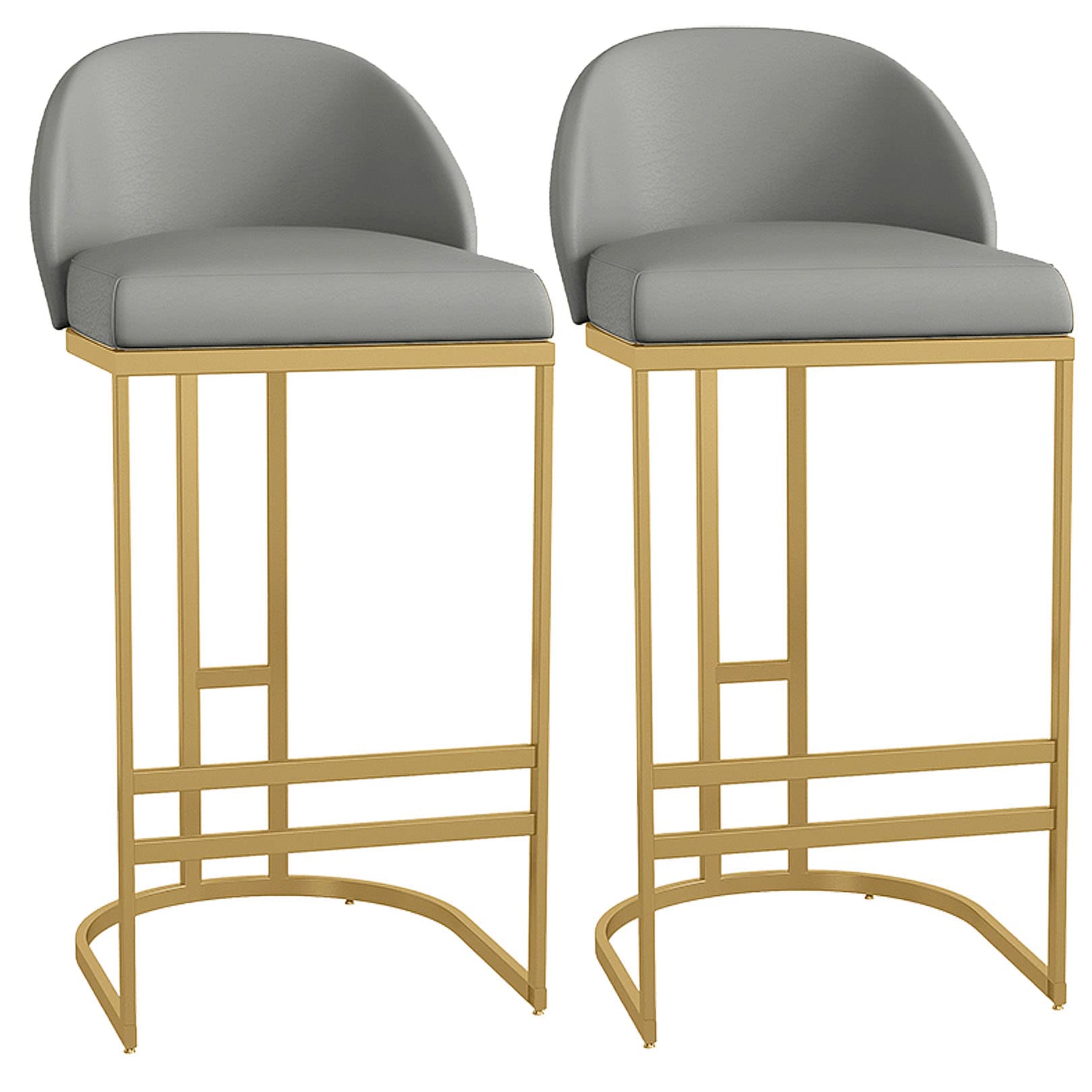 Tabouret de bar moderne gris 75 cm lot de 2 avec dossier bas pour cuisine et pub