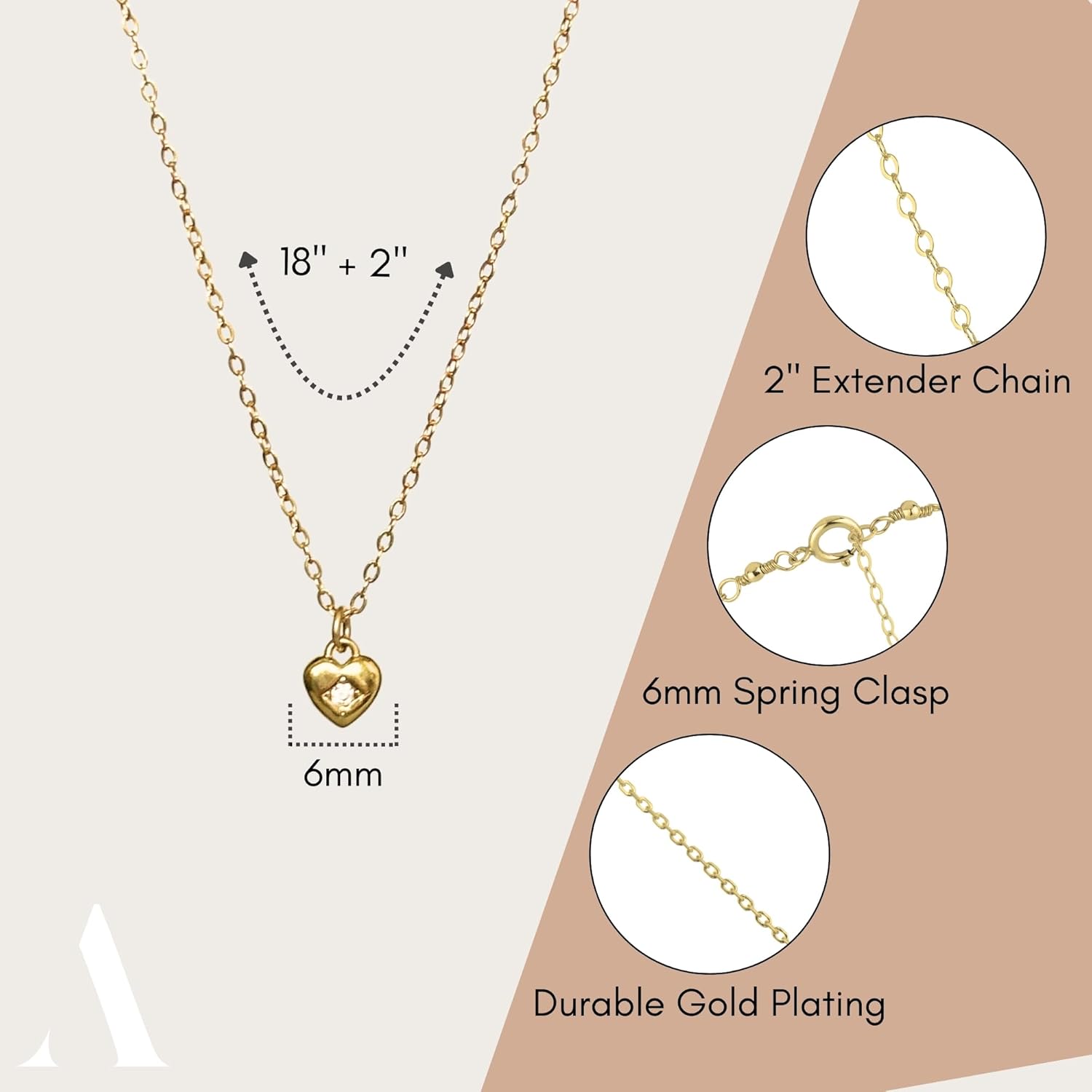 Annika Bella Dainty Gold Heart Necklaces, Cubic Zirconia Charm Necklace, Hypoallergenic Jewelry for Women, Anniversary/Valentine's Gift for Girlfriend - Image 2