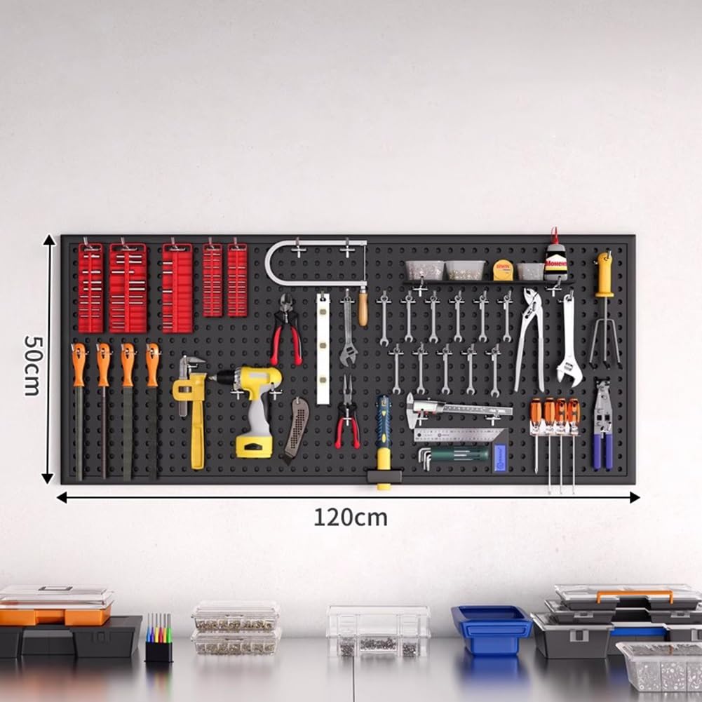 Organizer na pegboard z wytrzymałymi metalowymi haczykami, panele do przechowywania narzędzi, do garażu i warsztatu, akcesoria budowlane, 100 x 80 cm,