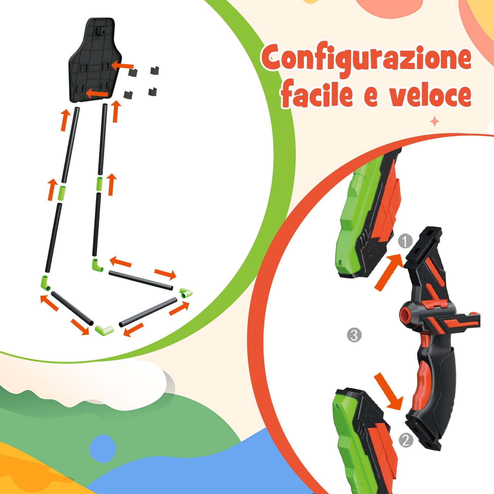 COSTWAY Set di 2 Archi e Frecce LED per Bambini con 20 Frecce a Ventosa