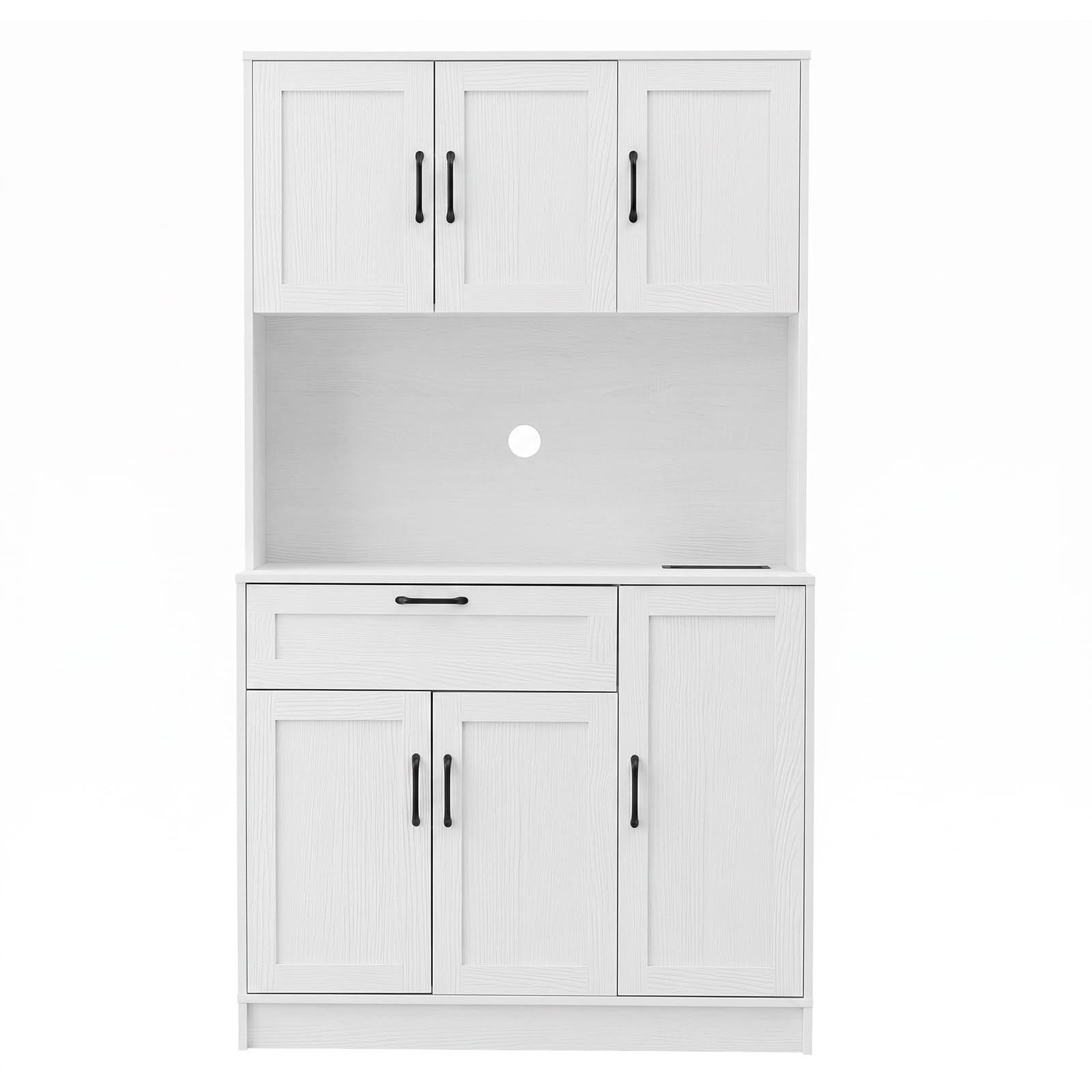 Panana Kitchen Cupboard Tall Cabinet with Power Socket, LED Light (White)