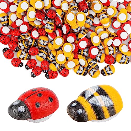 Mini mariquitas y abejas de madera autoadhesivas para evitar usar pegamento 2