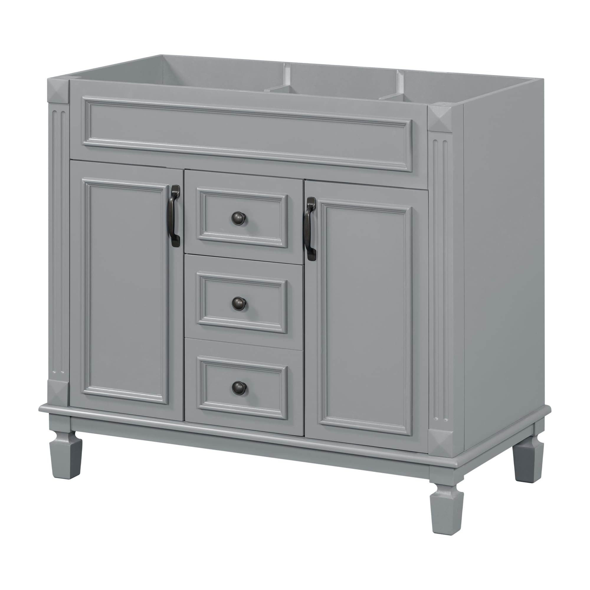 Favfurish 36" Bathroom Vanity Without Top Sink,Modern Freestanding Bath Storage Cabinet with 2 Soft-Close Doors and 2 Drawers,Solid Wood Vanity Only,Water Resistant,Easy to Assemble,Grey