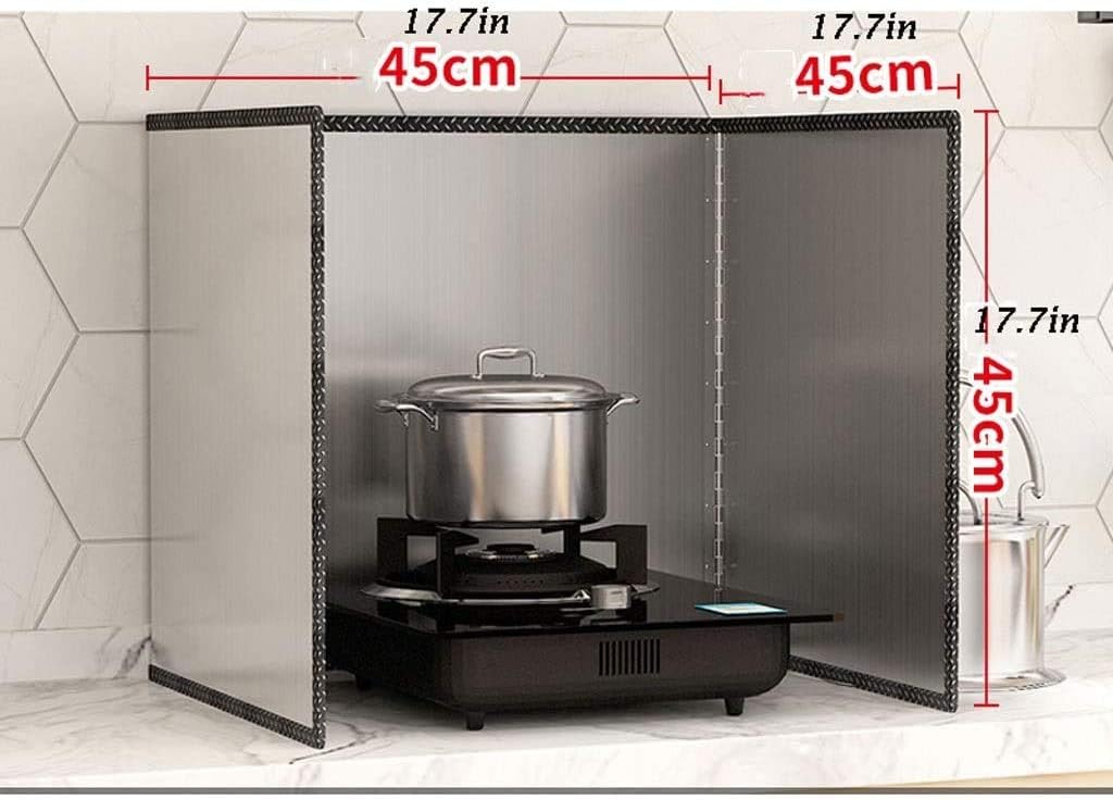 Splatter Shield Guard Aluminum FoilOil Barrier 3 Sided Splatter Shield Oil Splatter Screen Board Cooking Frying Kitchen Utensils Sided Splash Guard Kitchen Worktop Protector