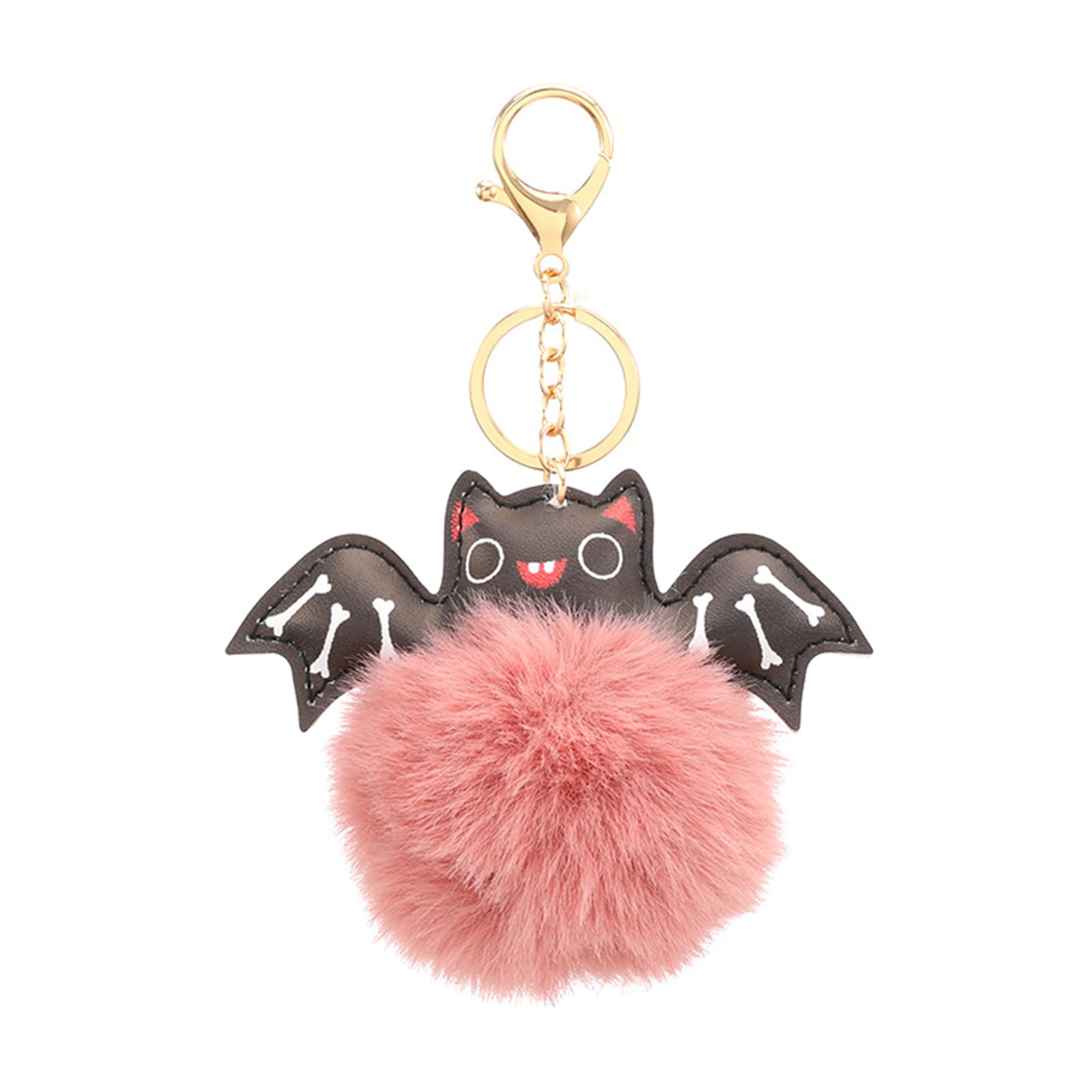 WYLZLKX Halloween Bat Keychain Cute Plush Keychain Plush Keyring Charm Handbag Pendant Halloween Favor Supplies-Light pink