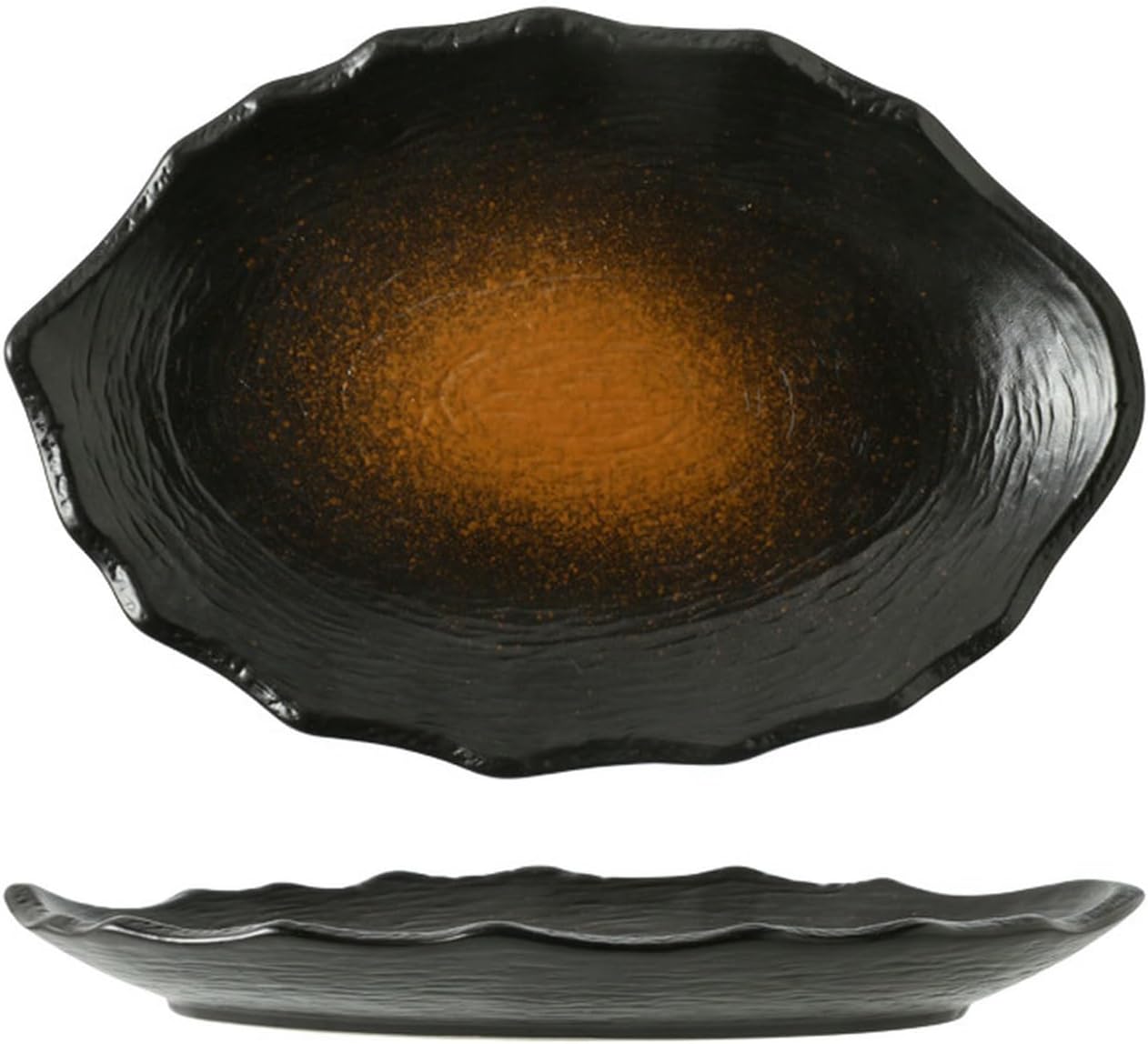 Ceramic egg-shaped steamed fish plate Japanese household large tableware-disc spring